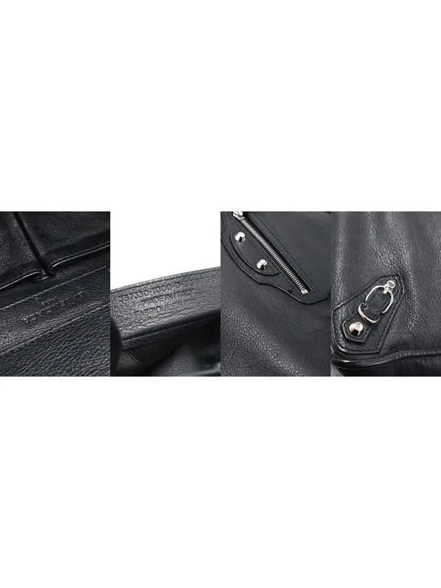 Black 357330 Balenciaga Reliable shipping Papier Price-busting Around Calfskin Zip Tote Bag A5 Balenciaga