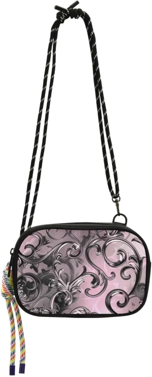 Black Vintage Thorn Flowers Cute Crossbody Bags Mens Fashion with Adjustable Strap Over Shoulder Purse Have a meal carteras para mujer originales