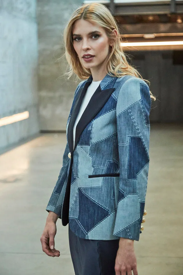 BLAZER DENIM PATCHWORK BLOSSOM