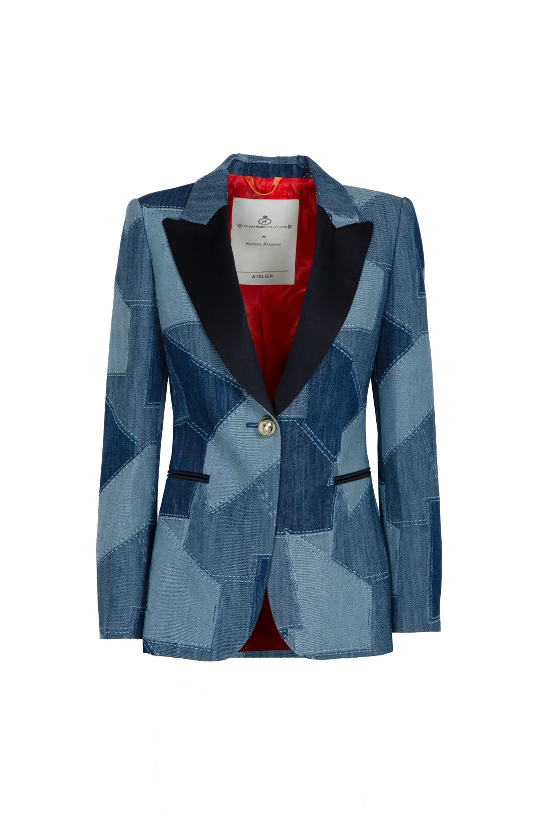 BLAZER DENIM PATCHWORK BLOSSOM