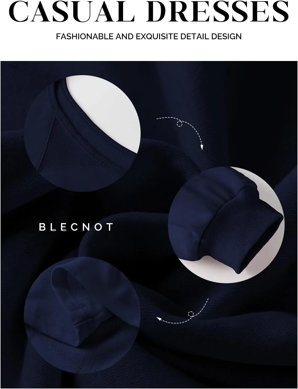 BLENCOT Womens 2025 Fall Long Sleeve Pullover Tops Crewneck Rib Knit Patchwork Sweatshirt Dress Casual Mini Dresses