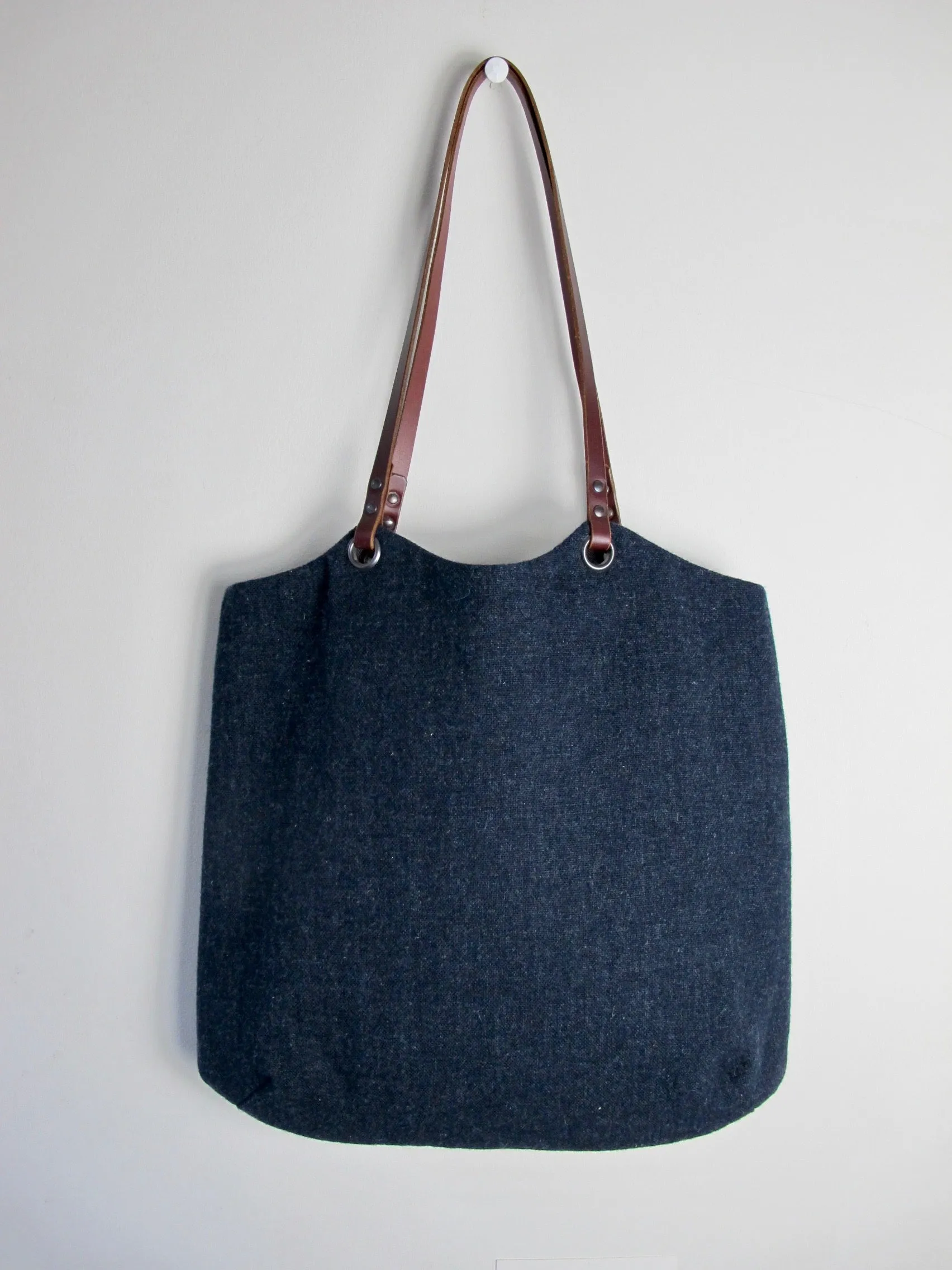 Blockwork Tote Bag - indigo, toffee, graphite & straw