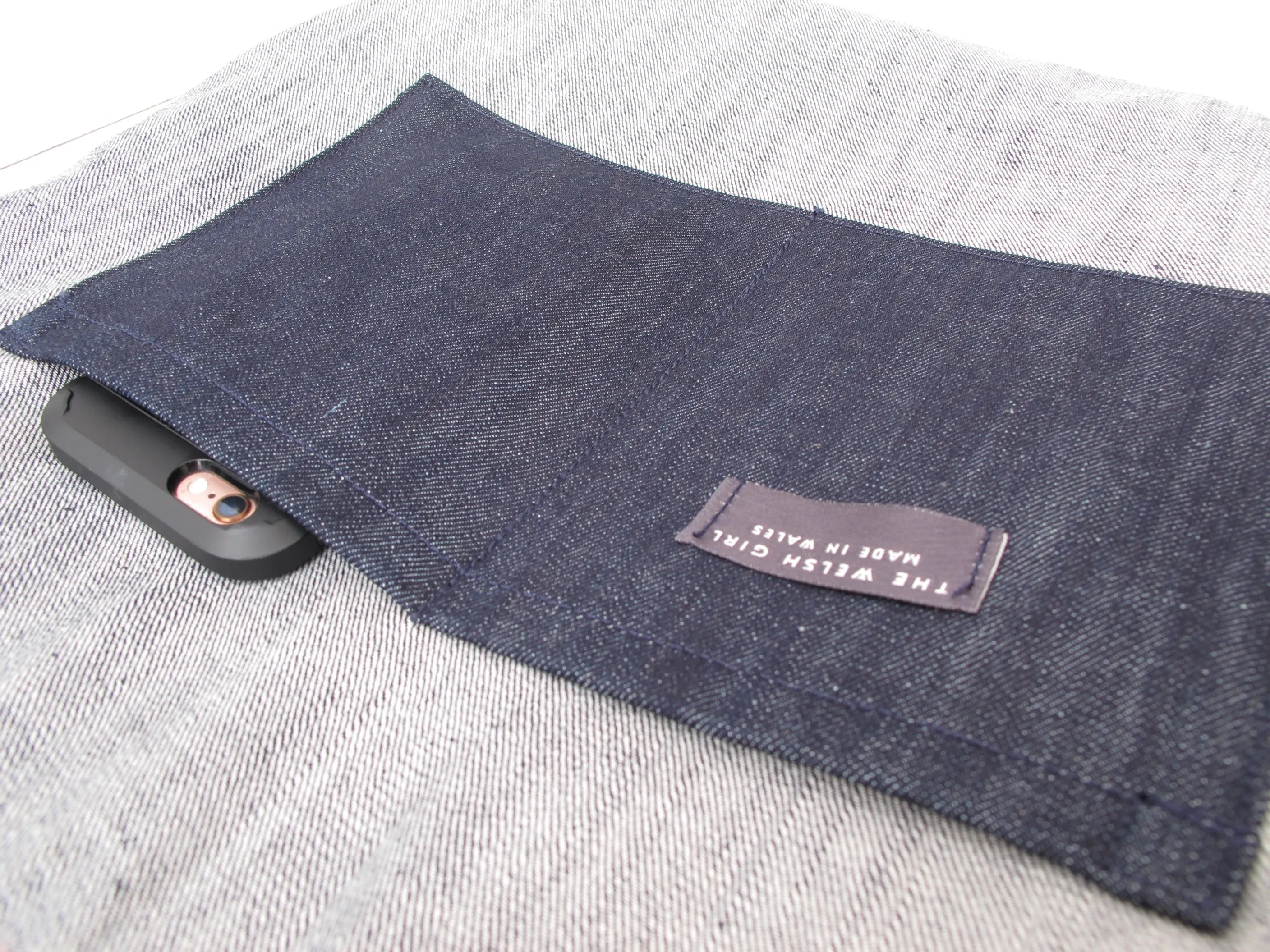 Blockwork Tote Bag - indigo, toffee, graphite & straw