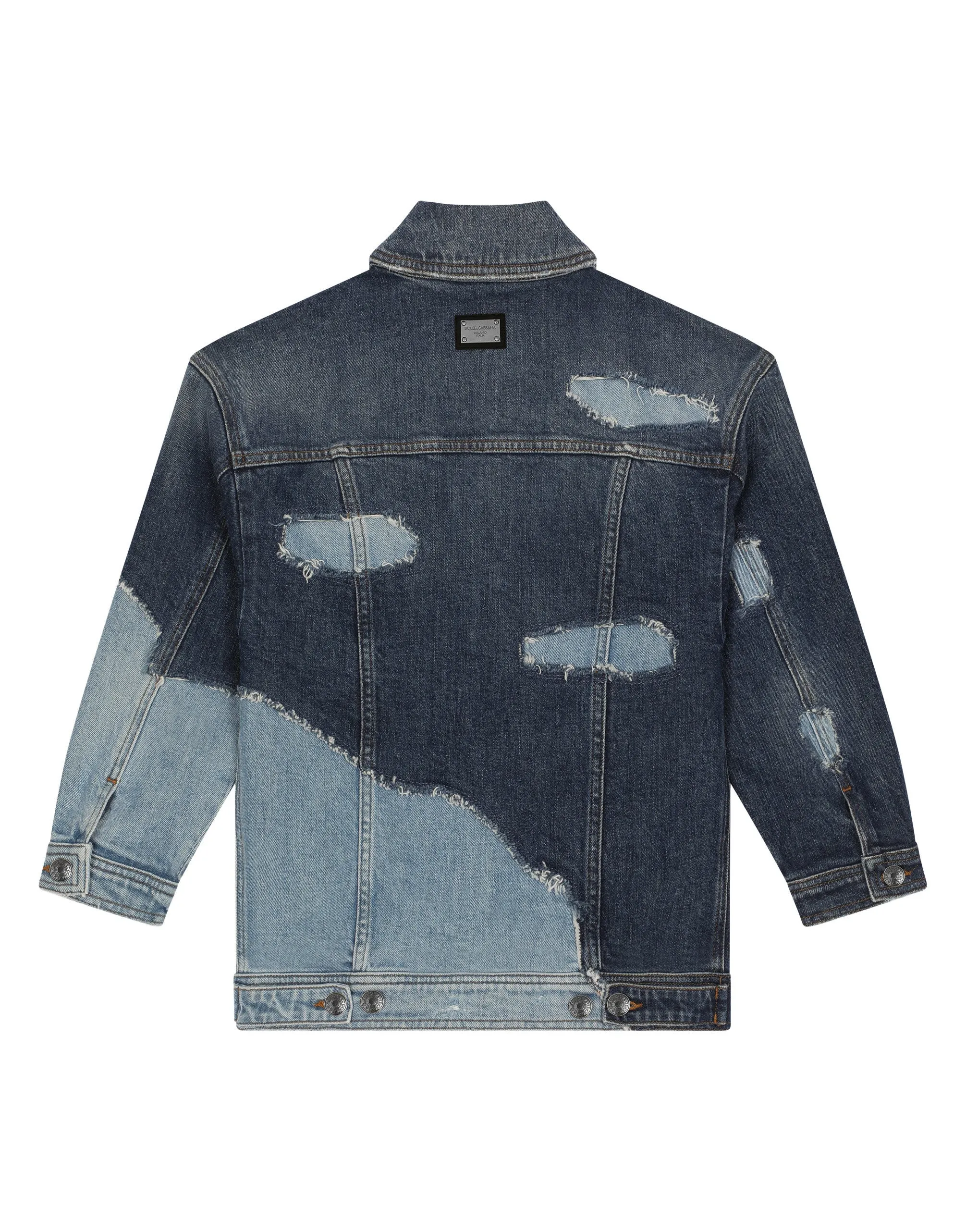 Blue patchwork denim jacket