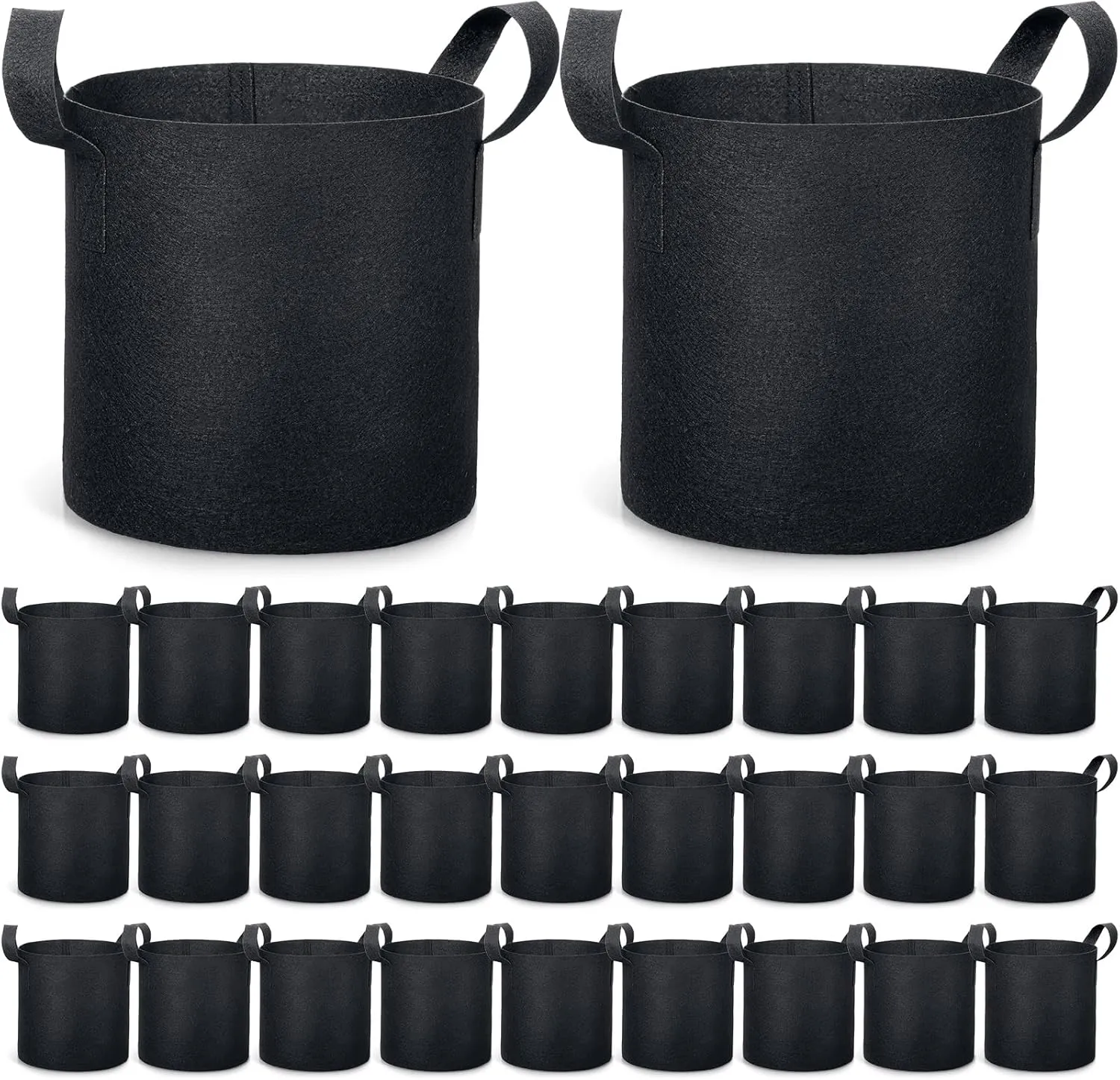 Boao 30 Pack 3 Gallon Grow Bags Aeration Fabric Pots for Plants with Handles Thickened Non Woven Grow Pots Bulk Plant Bags for Garden Vegetable Flower