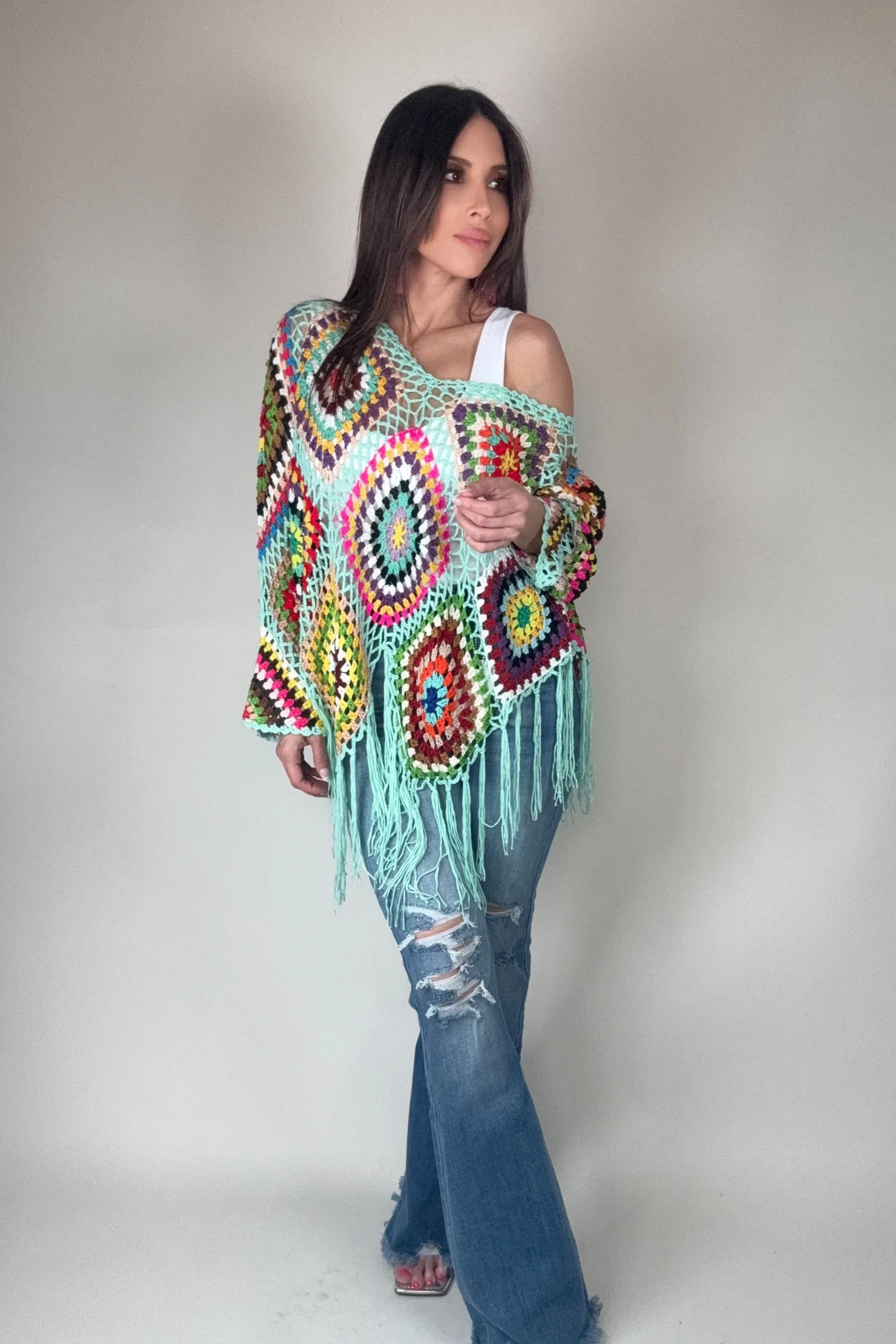 Boho Crochet Knit Tops