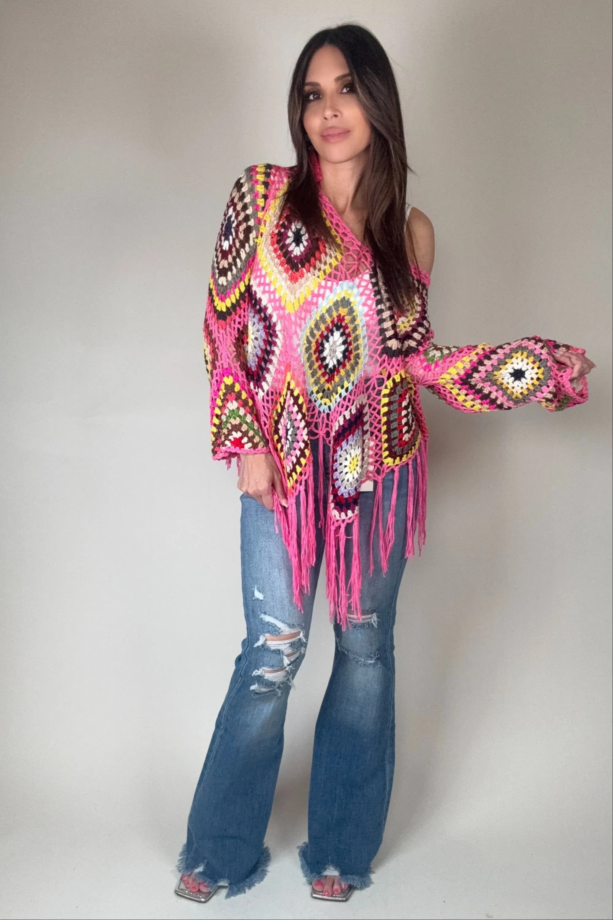 Boho Crochet Knit Tops