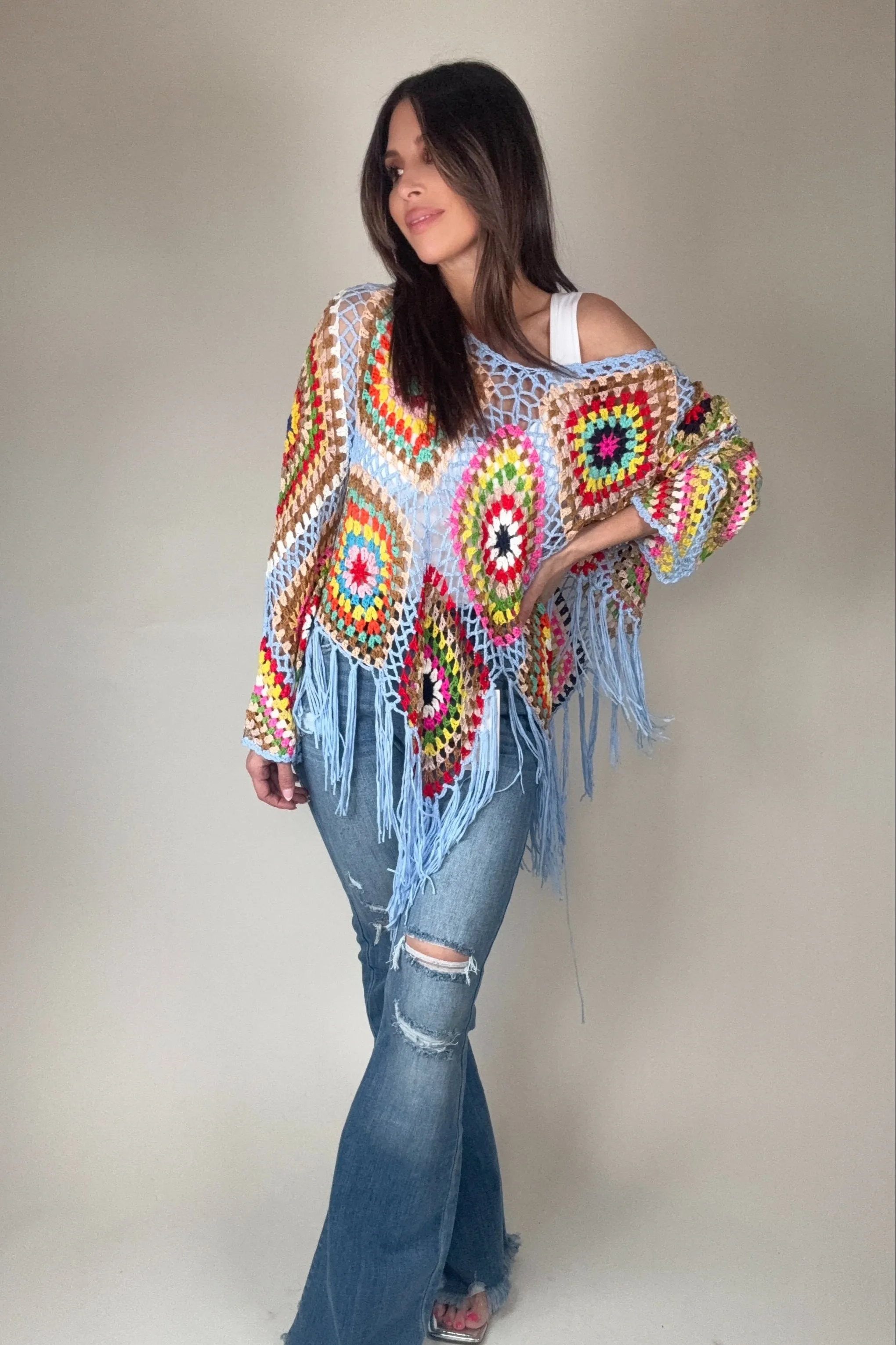 Boho Crochet Knit Tops