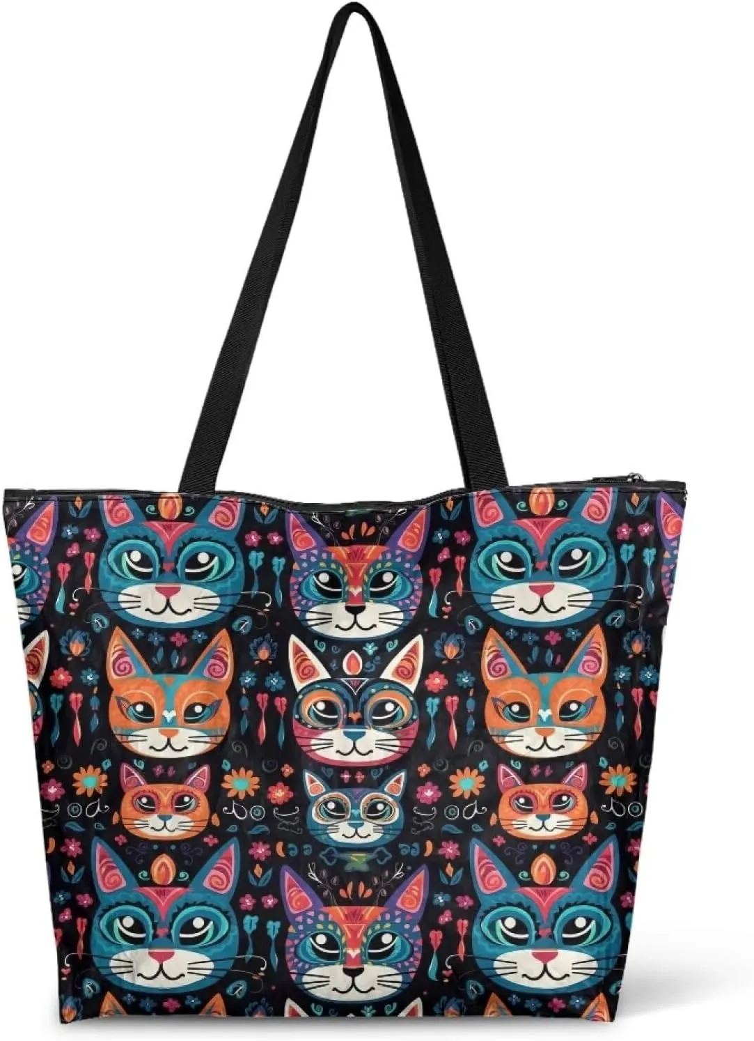 Boho Mandala Lotus Cat Women Paper Tote Bag, Hawaii Cocount Tree Commute Bags, Adorable Puppy Kitten Large Handbag