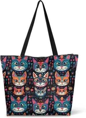 Boho Mandala Lotus Cat Women Paper Tote Bag, Hawaii Cocount Tree Commute Bags, Adorable Puppy Kitten Large Handbag