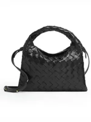 Bottega Veneta Intrecciato Mini Hop Tote Bag Black