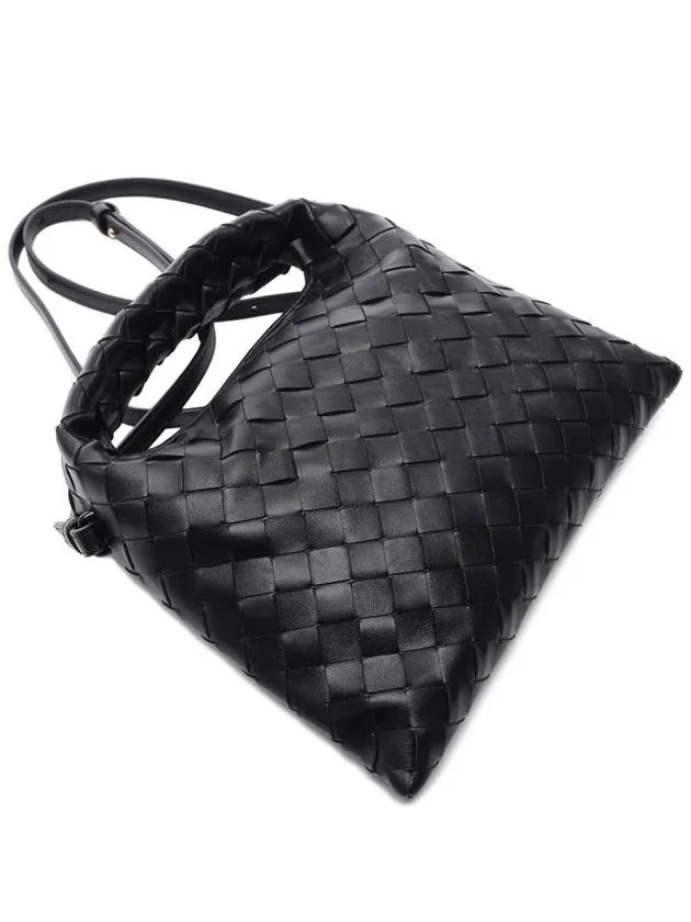 Bottega Veneta Intrecciato Mini Hop Tote Bag Black