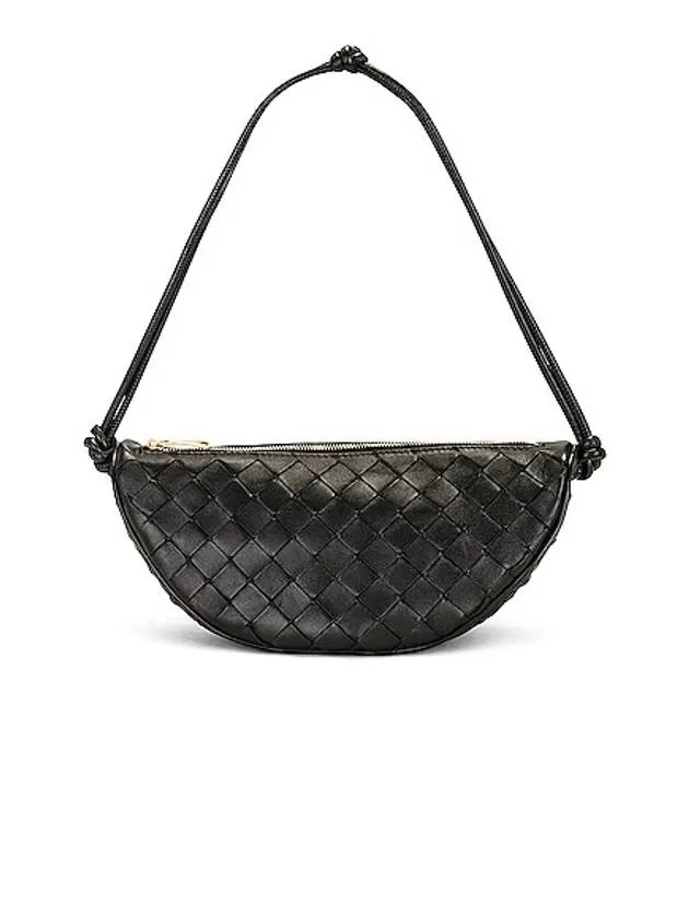 Bottega Veneta Intrecciato Strap Pouch Tote Bag Black