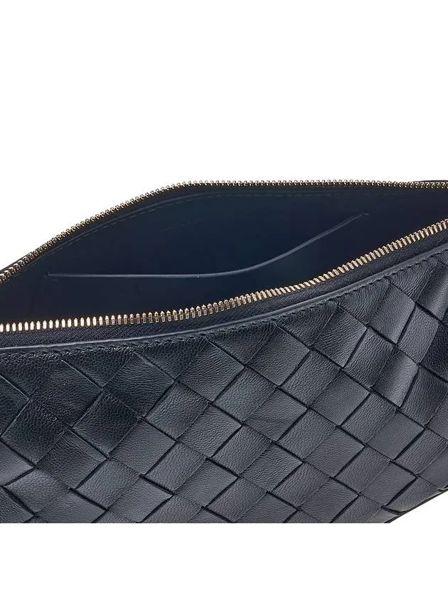 Bottega Veneta Intrecciato Strap Pouch Tote Bag Black