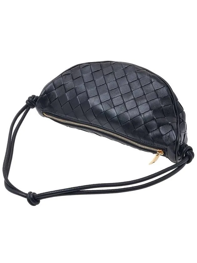 Bottega Veneta Intrecciato Strap Pouch Tote Bag Black