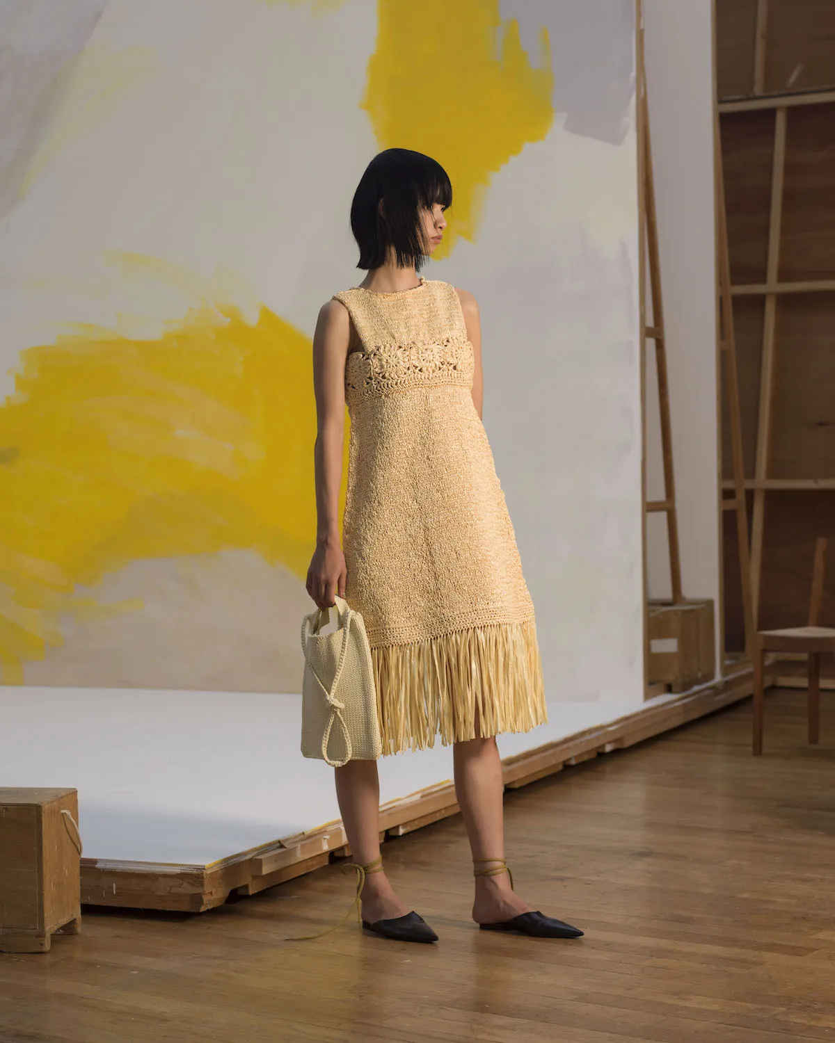 BRAIDED TOTE BAG [CREAM]