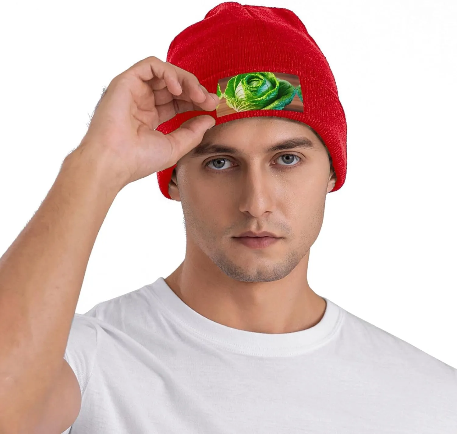 Bright Cabbage Print Beanie Hat for Women,Soft Warm Womens Winter Hat, Casual Knit Hat,Stretch Womens Knit Beanies