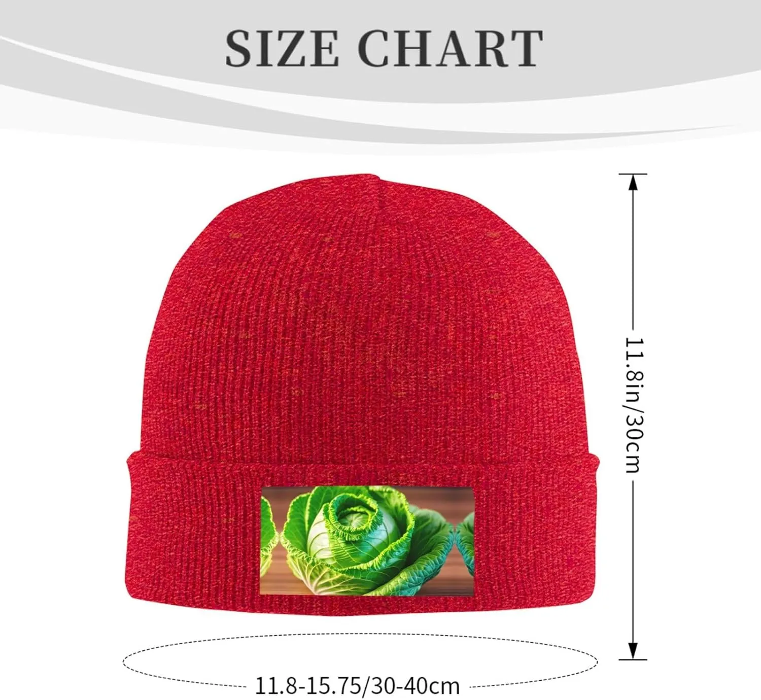 Bright Cabbage Print Beanie Hat for Women,Soft Warm Womens Winter Hat, Casual Knit Hat,Stretch Womens Knit Beanies