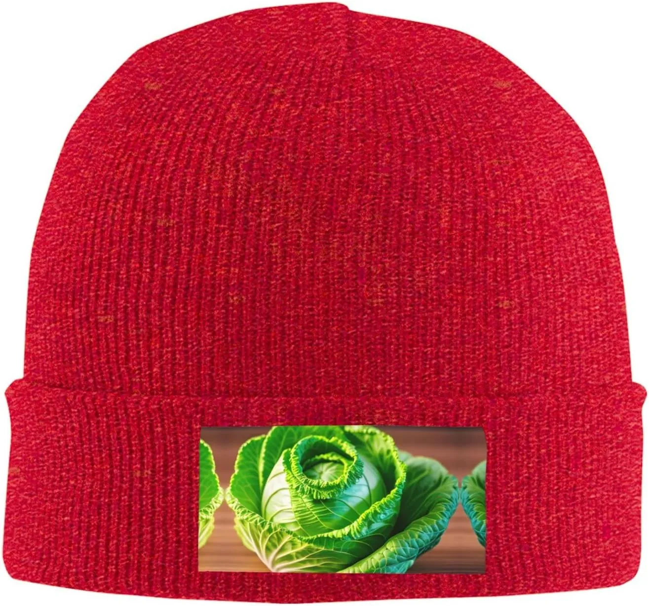 Bright Cabbage Print Beanie Hat for Women,Soft Warm Womens Winter Hat, Casual Knit Hat,Stretch Womens Knit Beanies