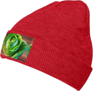 Bright Cabbage Print Beanie Hat for Women,Soft Warm Womens Winter Hat, Casual Knit Hat,Stretch Womens Knit Beanies