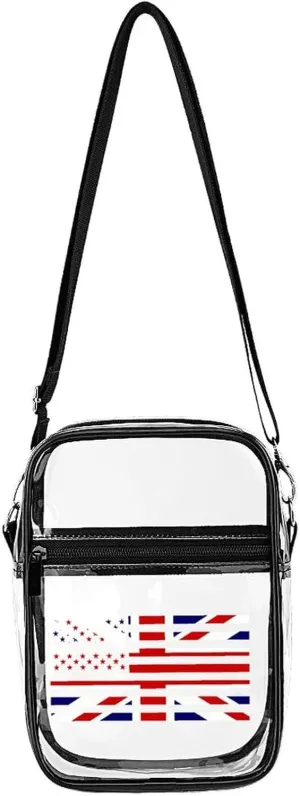 Britain U.S Flag Fashion Shoulder Bag PVC Transparent Unisex Crossbody Bags Cute Handbag Sling Bag