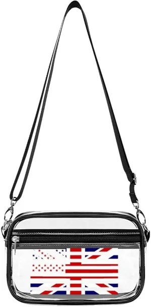Britain U.S Flag Fashion Shoulder Bag PVC Transparent Women Crossbody Bags Cute Handbag Cosmetic Bag