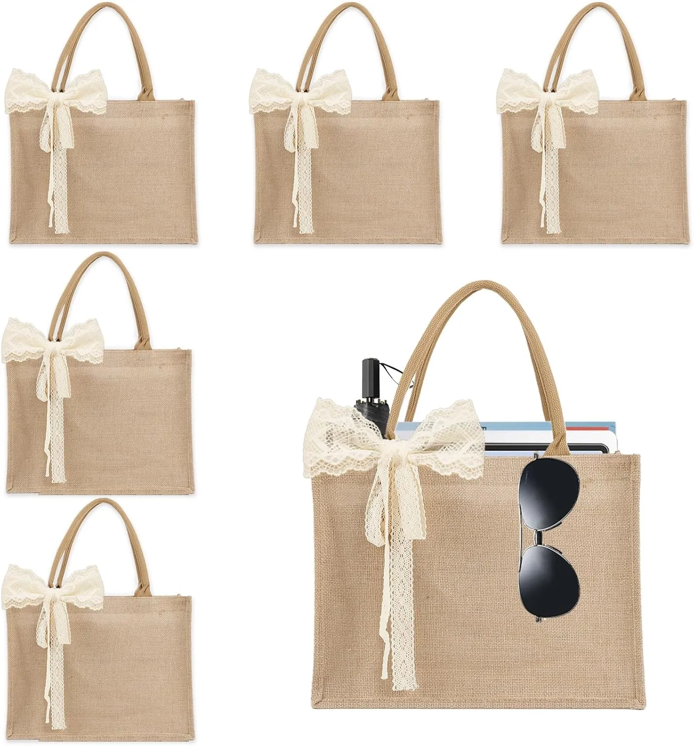 Burlap Tote Bag Set, Reusable Blank Water Resistant Grocery Bags
