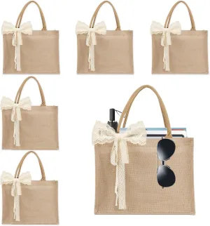 Burlap Tote Bag Set, Reusable Blank Water Resistant Grocery Bags