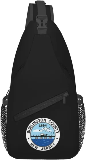 Burlington County Seal 2020 Crossbody Bags For Women Men Chest Backpack Gym Shoulder Bag Travel Outdoor Sports Casual Crossbody Bags