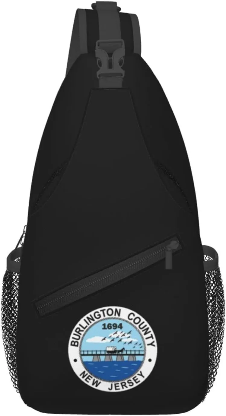 Burlington County Seal 2020 Crossbody Bags For Women Men Chest Backpack Gym Shoulder Bag Travel Outdoor Sports Casual Crossbody Bags