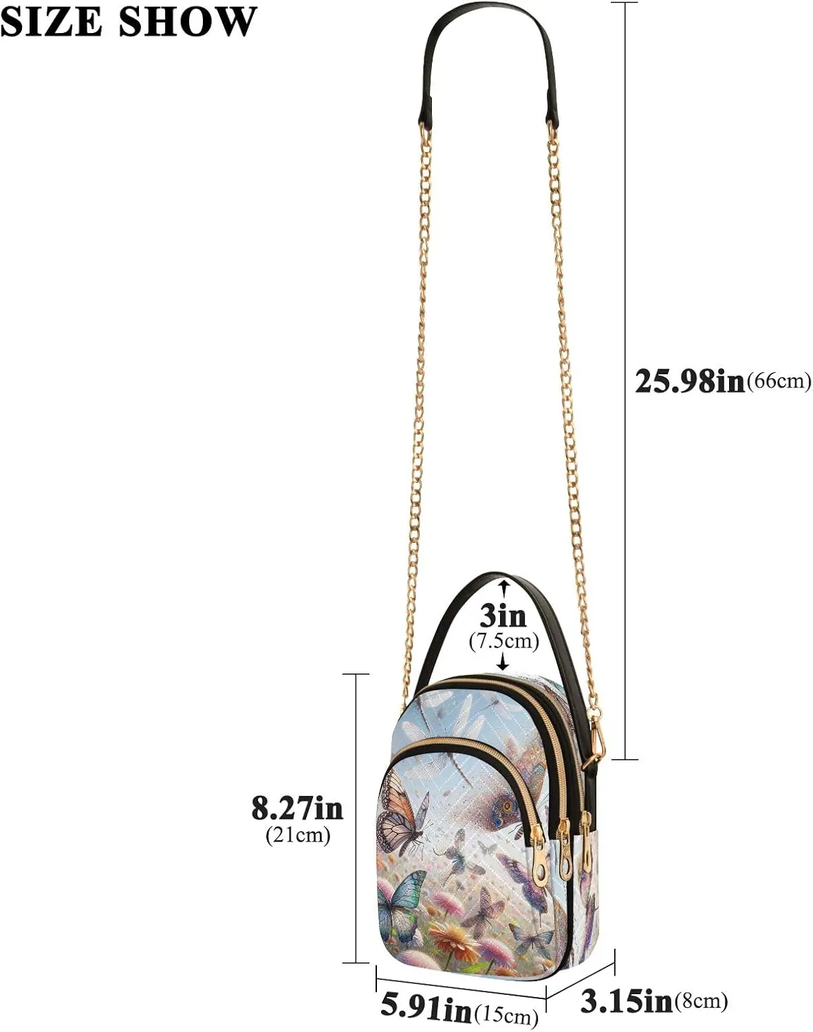 Butterflies and Dragonflies Cross Body Bag for Woman Travel, Women's Crossbody Handbags Trendy Sholder Bag