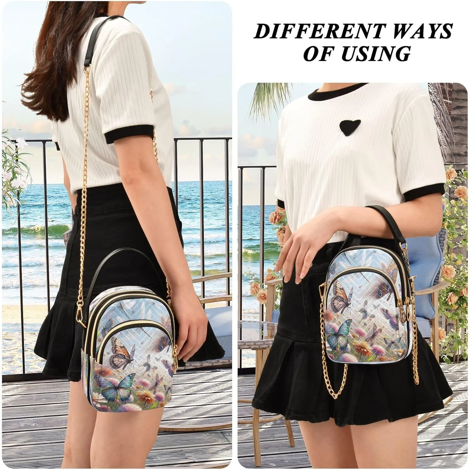 Butterflies and Dragonflies Cross Body Bag for Woman Travel, Women's Crossbody Handbags Trendy Sholder Bag