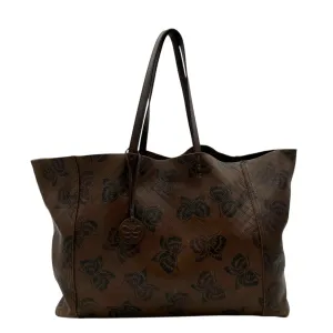 Butterfly Brown Tote Bag in Intrecciato, Gunmetal hardware