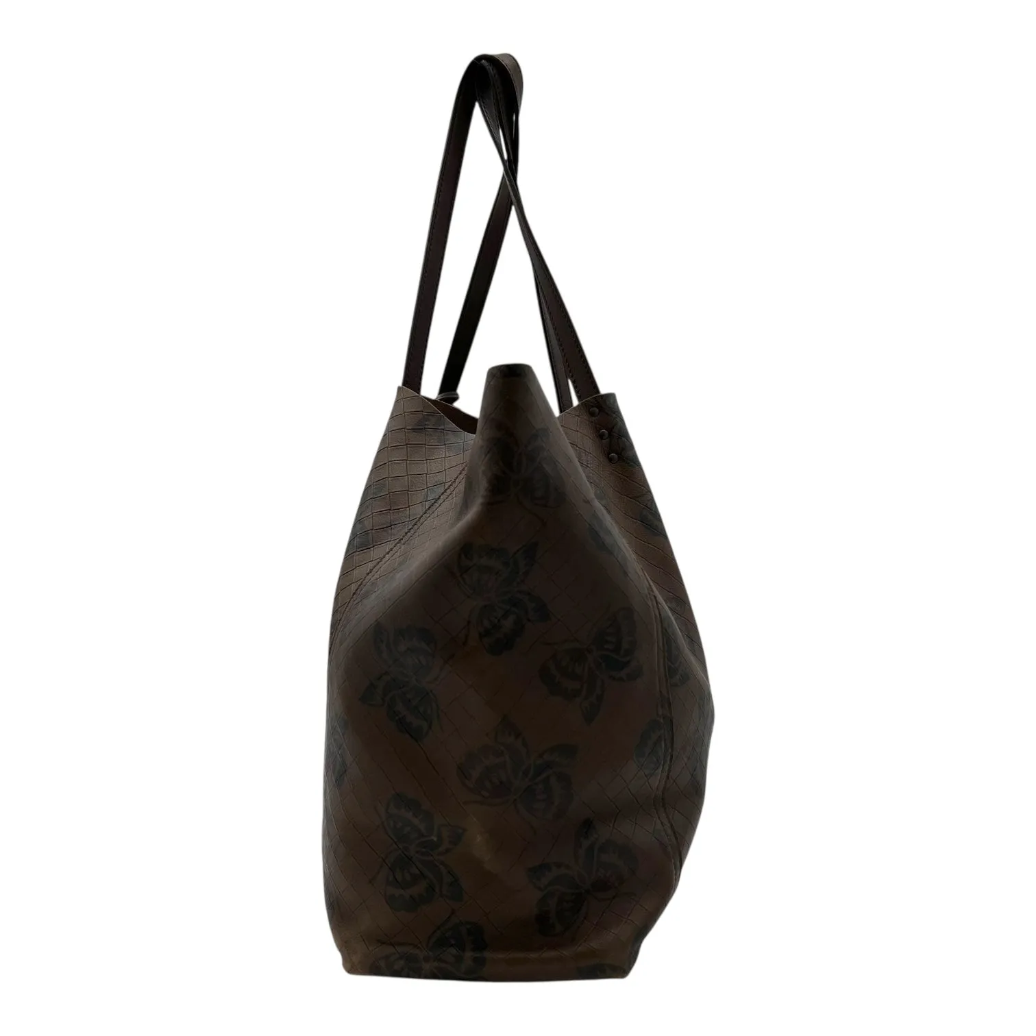Butterfly Brown Tote Bag in Intrecciato, Gunmetal hardware