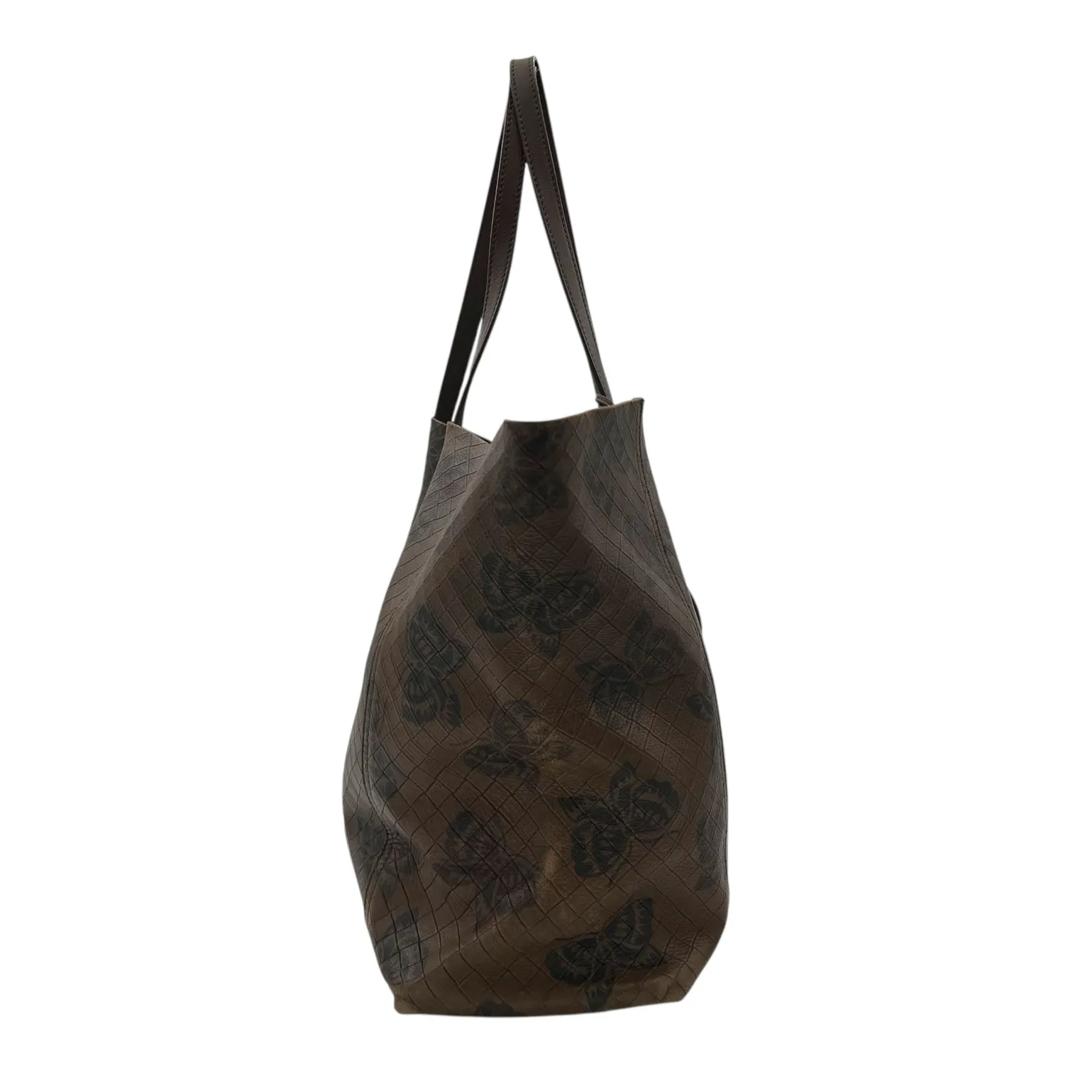 Butterfly Brown Tote Bag in Intrecciato, Gunmetal hardware