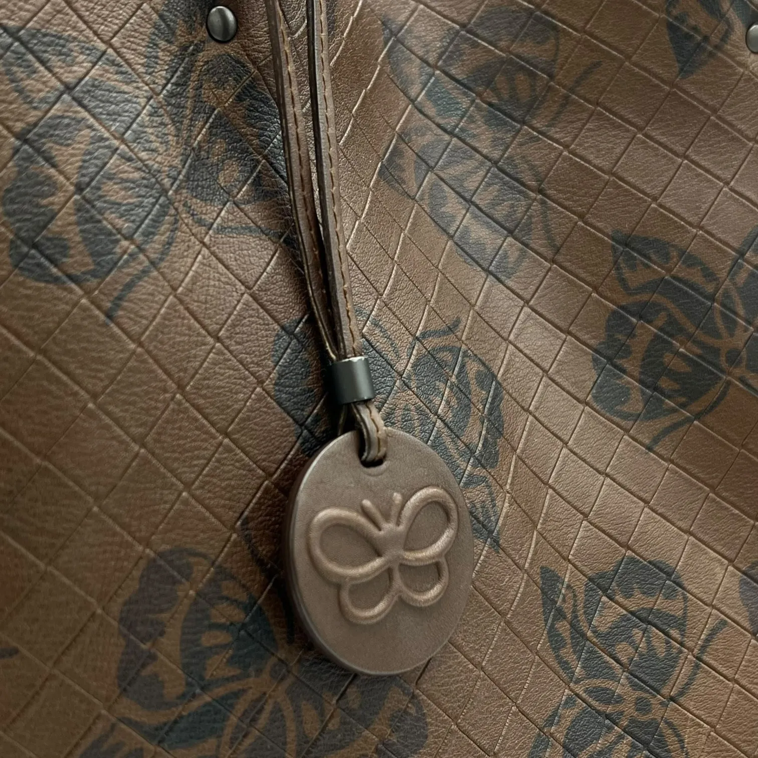 Butterfly Brown Tote Bag in Intrecciato, Gunmetal hardware