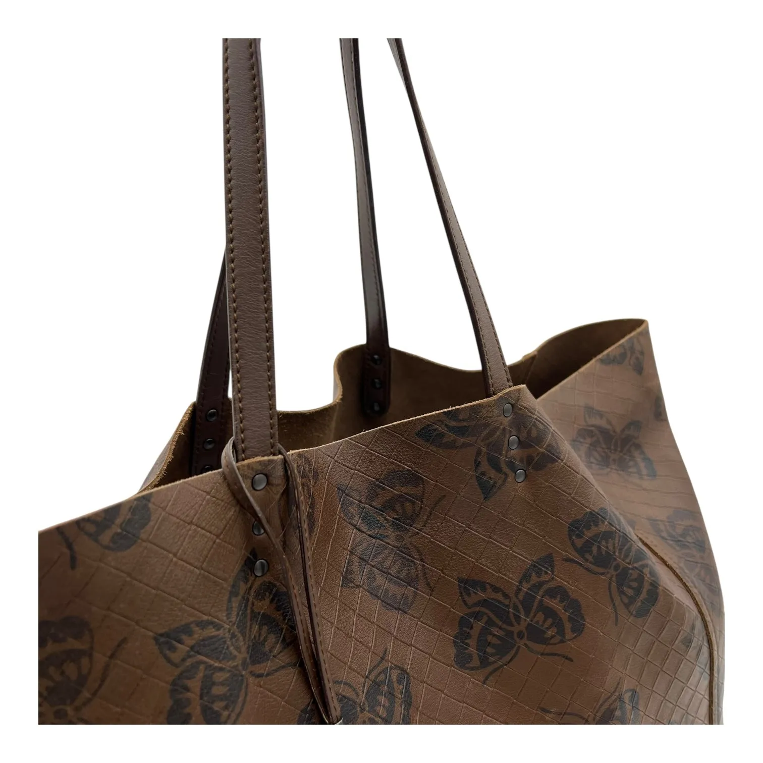 Butterfly Brown Tote Bag in Intrecciato, Gunmetal hardware