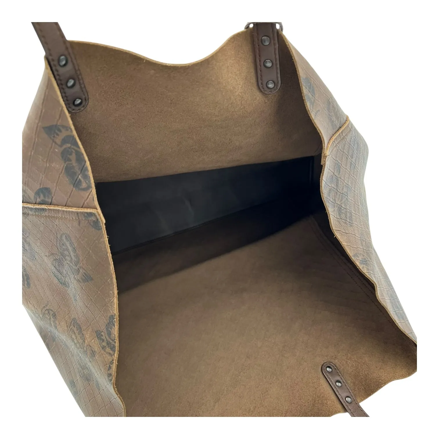Butterfly Brown Tote Bag in Intrecciato, Gunmetal hardware