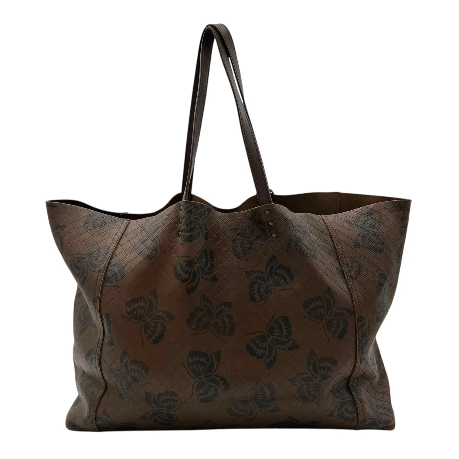 Butterfly Brown Tote Bag in Intrecciato, Gunmetal hardware