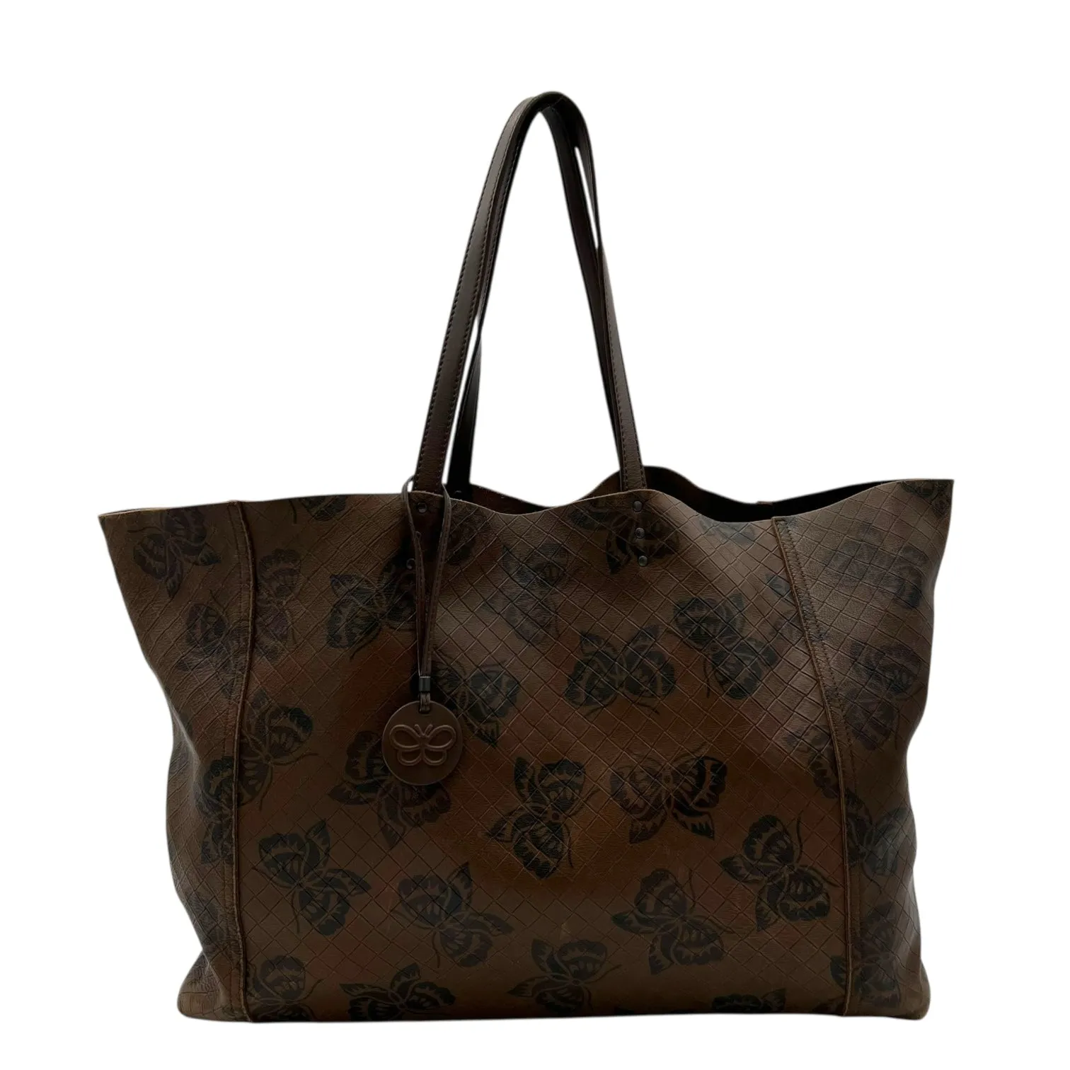 Butterfly Brown Tote Bag in Intrecciato, Gunmetal hardware