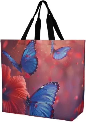 Butterfly Insect Animal Shopping Bag Reusable Tote Bag Lightweight Shoulder Bag Grocery Bag for Women Men