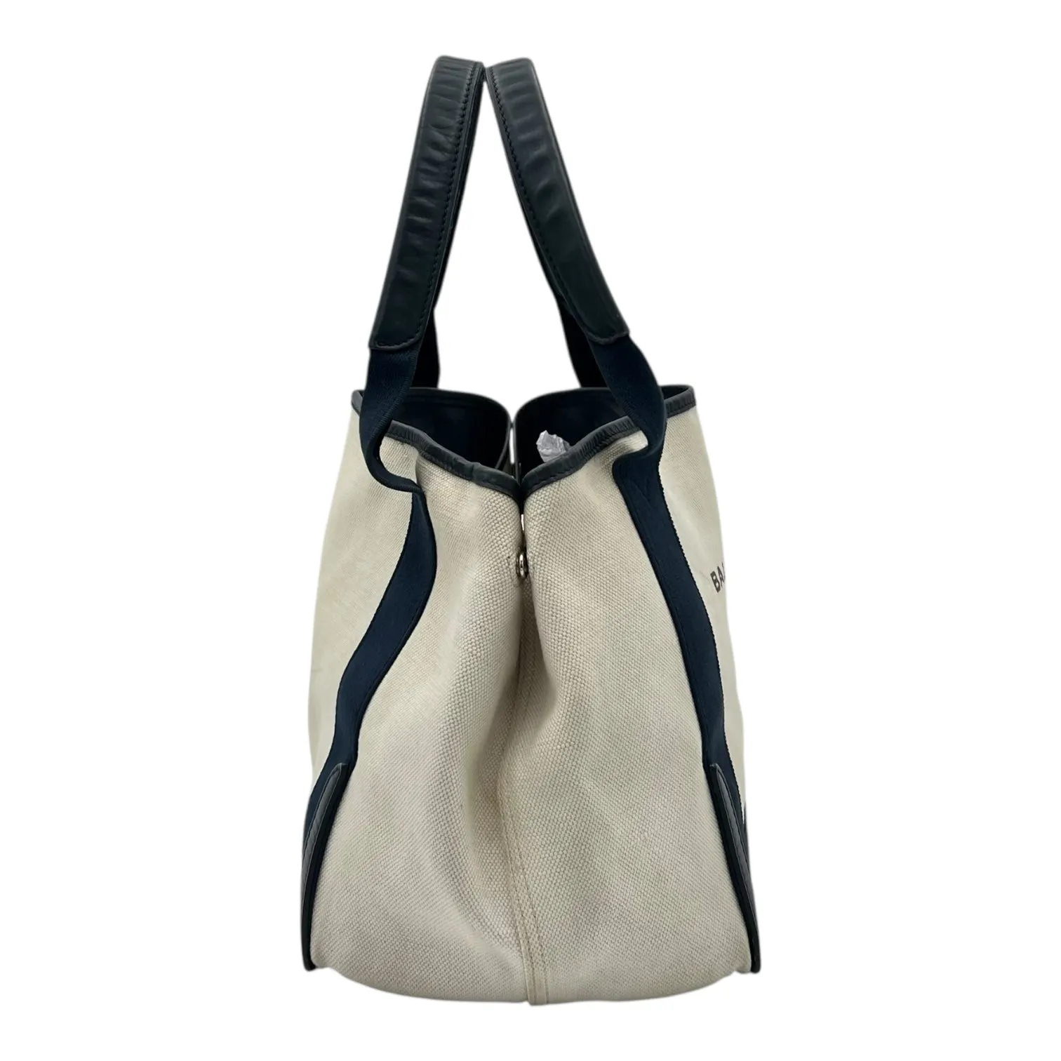 Cabas Tote Bag Beige in Canvas, Silver hardware