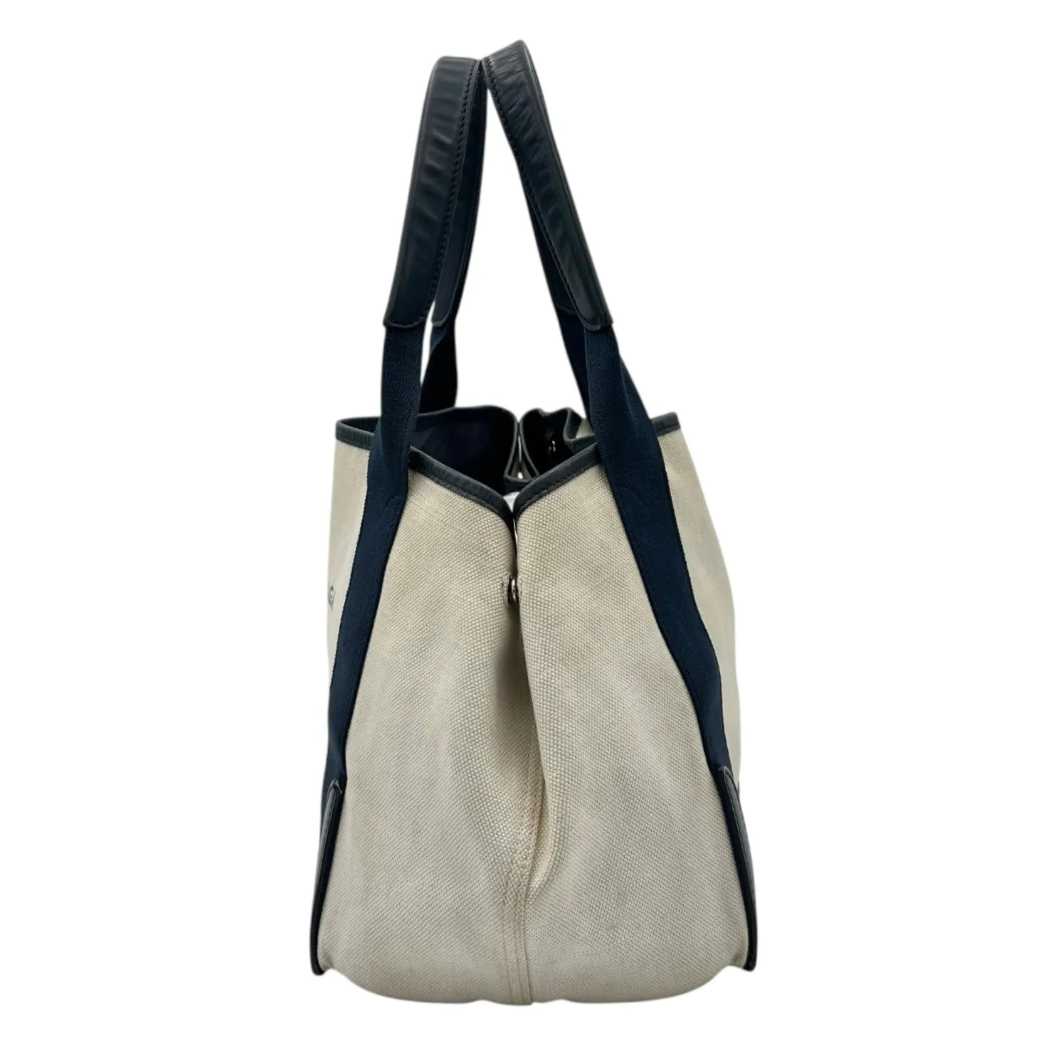 Cabas Tote Bag Beige in Canvas, Silver hardware