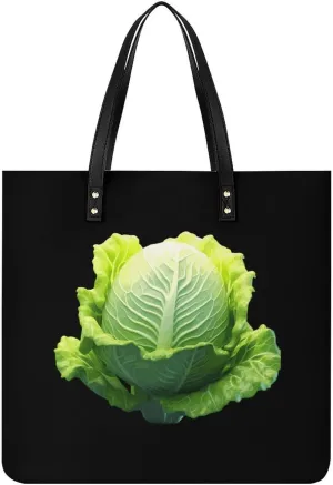 Cabbage Womens PU Leather Tote Bag Large Capacity Shoulder Purse Versatile Handbags