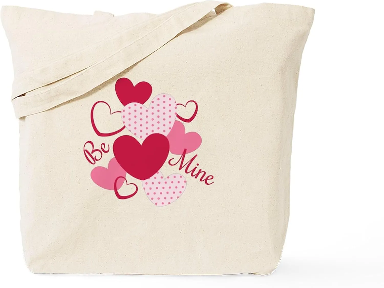 CafePress Be Mine Hearts Tote Bag Reusable Natural Beige Canvas Shopping Bag
