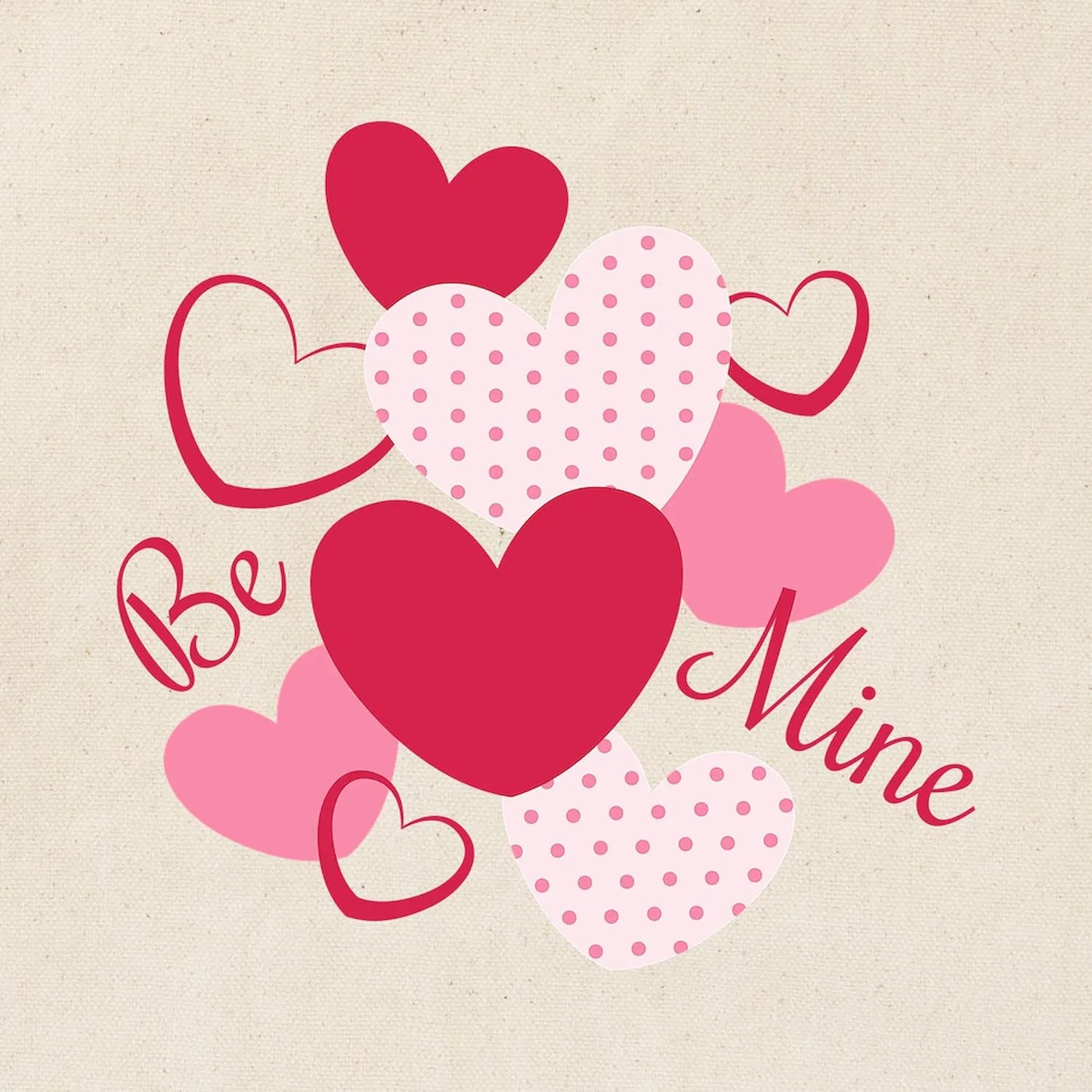 CafePress Be Mine Hearts Tote Bag Reusable Natural Beige Canvas Shopping Bag