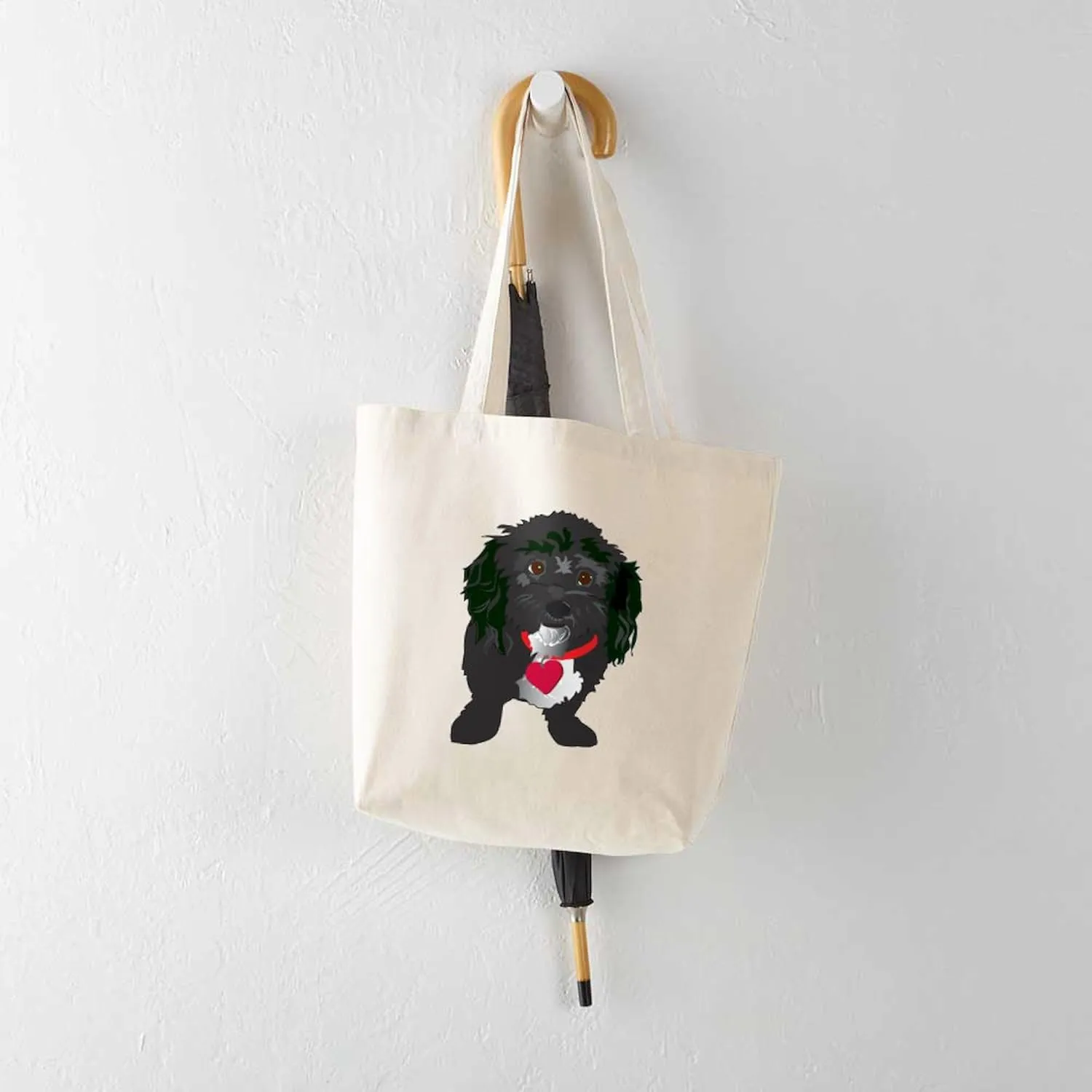 CafePress BLACK DOG Tote Bag Natural Canvas Tote Bag, Reusable Shopping Bag
