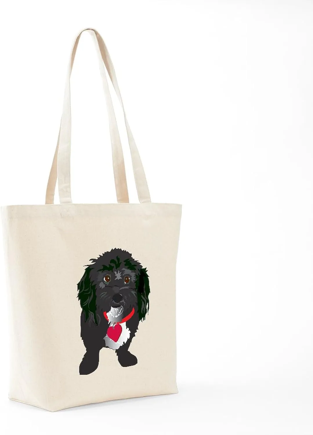 CafePress BLACK DOG Tote Bag Natural Canvas Tote Bag, Reusable Shopping Bag