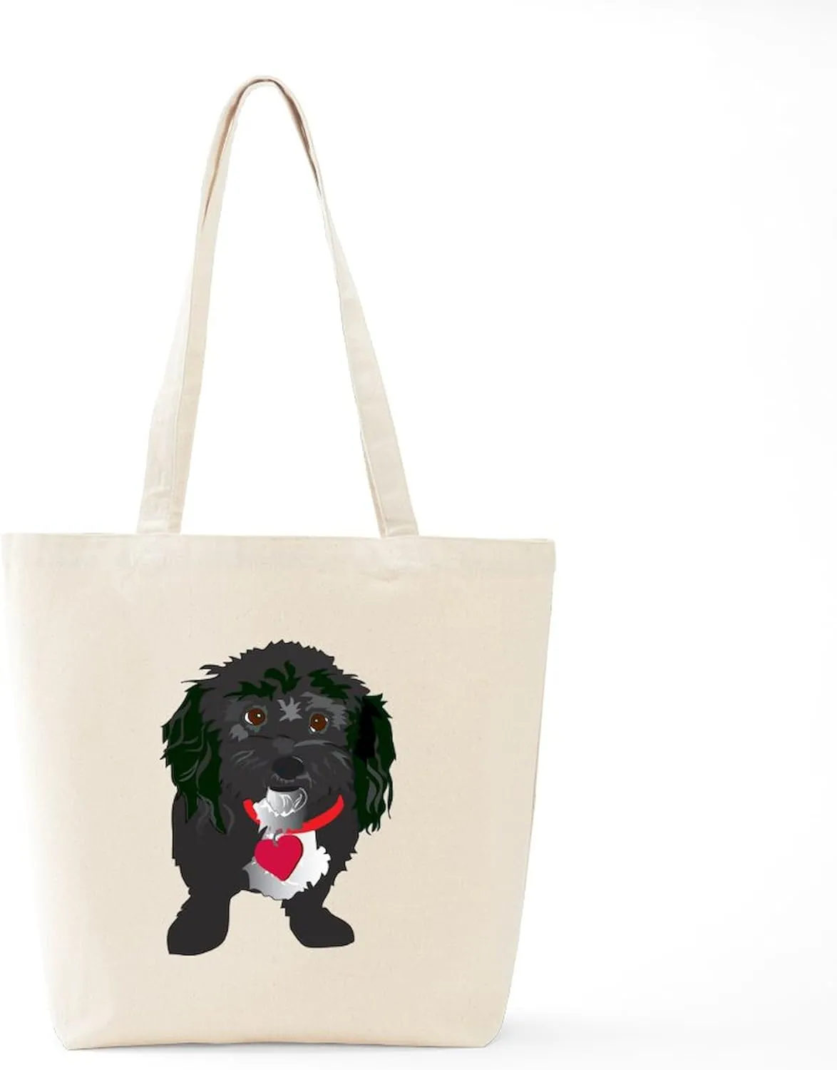 CafePress BLACK DOG Tote Bag Natural Canvas Tote Bag, Reusable Shopping Bag