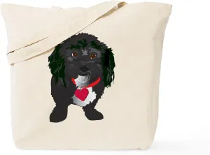 CafePress BLACK DOG Tote Bag Natural Canvas Tote Bag, Reusable Shopping Bag